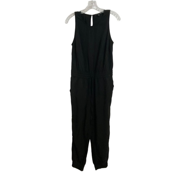Banana Republic Black Sleeveless Jumpsuit Elastic Drawstring Waist Jogger Size 4 - Picture 2 of 11